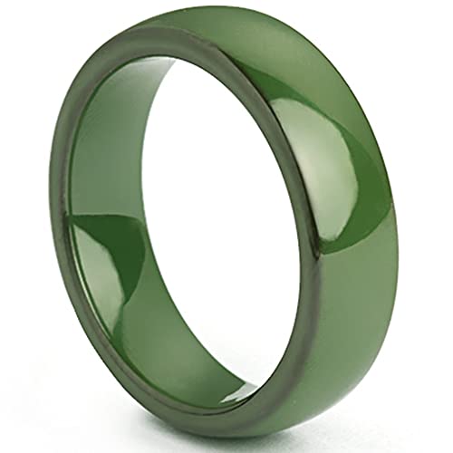 Stainless Steel Classic Simple Plain Dome Style Ceramic Wedding Band Ring (Green, 9)