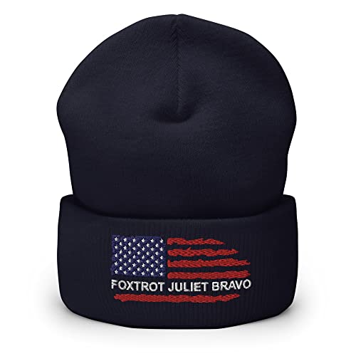 Gutsy Foxtrot Juliet Bravo Beanie Hats, FJB Pro America Cuffed Beanie, FJB Beanie, Republican Gifts Navy