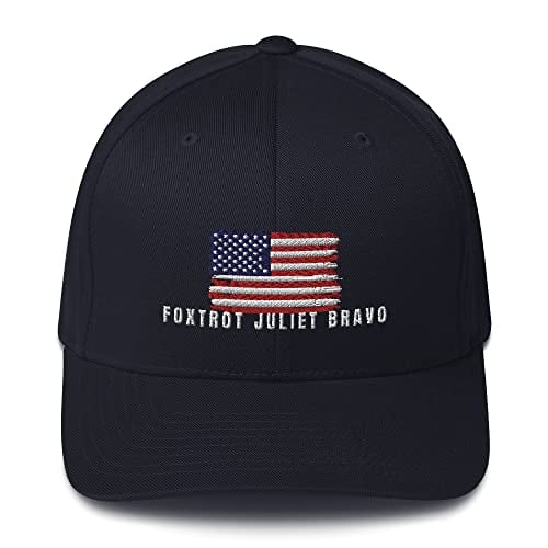Foxtrot Juliet Bravo Hat | FJB Hats for Men - Dad Flexfit Cap - Amusing Design Dark Navy