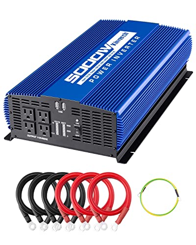 kinverch 5000W Power Inverter 12V to 110V Car Inverter 4AC Outlets 2USB Ports for Camping/Truck/RV/Home