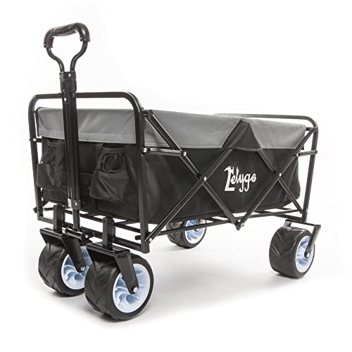 Foldable Collapsible All-Terrain Beach Wagon with Big Sand Wheels - Outdoor Utility Sports Wagon by Letygo