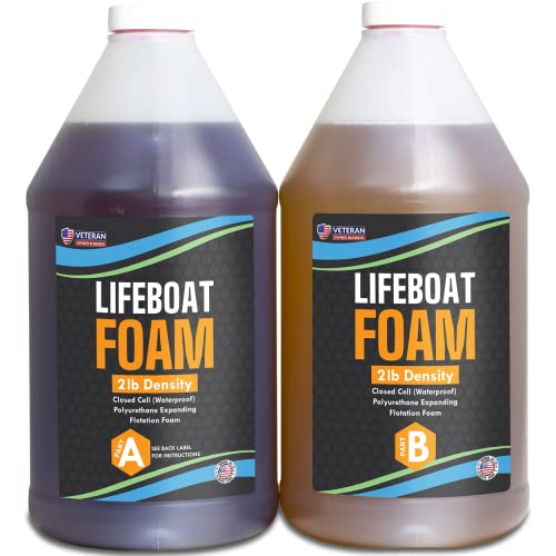 Lifeboat Urethane Pour Foam - 2lb Density - 2 Gallon Kit 2-Part Closed Cell Rigid Pour Foam - Fast-Acting Formula - Great for Boat Buoyancy, Flotation, Filling, Soundproofing, & Insulation