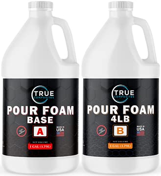 TRUE COMPOSITES Liquid Urethane Pour Foam Base-2 Part Closed Cell Rigid Pour Foam-4 lb Density-Fast-Acting Formula-Boat Buoyancy, Flotation, Filling, Soundproofing & Insulation-2 Gallon Kit