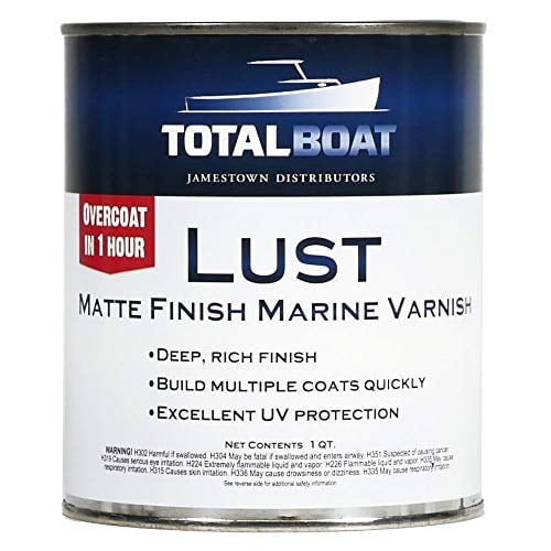 TotalBoat Lust Marine Varnish, High Gloss and Matte Finish for Wood, Boats, Outdoor Furniture (Matte, Quart)