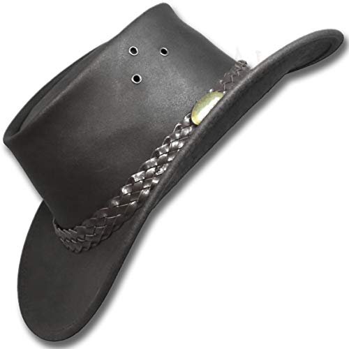 Oztrala Oiled Leather Hat Australian Outback Western Jacaru Cowboy WO HL11 US Black
