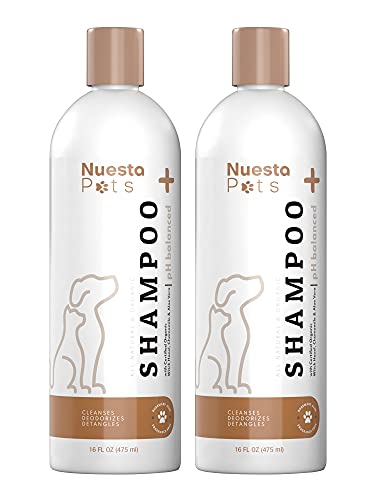 Pet Shampoo for Dogs & Cats (2 Pack) Unscented Fragrance Free Natural & Organic - pH Balanced for Dry & Sensitive Skin for Puppies & Kittens - Chamomile, Aloe & Oatmeal  Soap & Cruelty Free  16 Oz