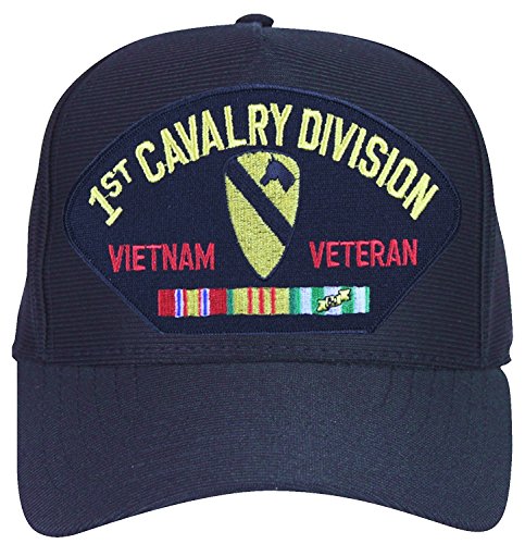1st Cavalry Division Vietnam Veteran with Ribbons Baseball Cap. Black. Made in USA