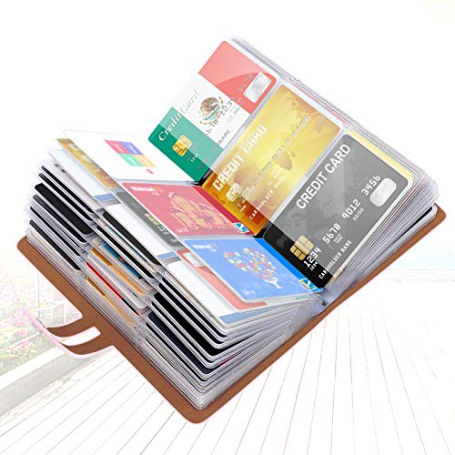 Padike RFID Credit Card Holder Business Card Organizer Business Card Holder, with 96 Card Slots Credit Card Protector for Managing Your Different Cards to Prevent Loss or Damage (Pink)