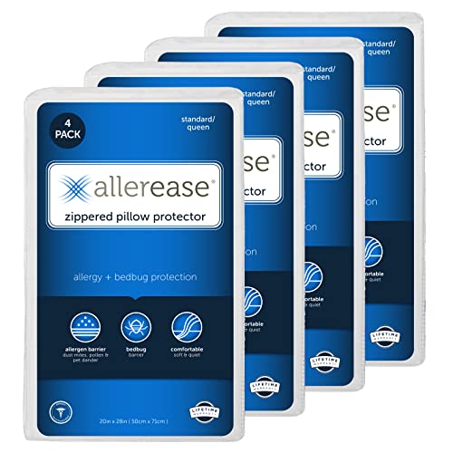 AllerEase Allergy Pillow Protector, Standard/Queen - 4 Pack