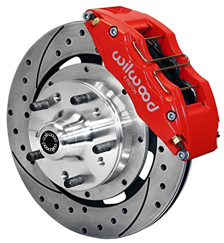 NEW WILWOOD FULL FRONT DISC BRAKE KIT, 12" DRILLED ROTORS, RED DYNAPRO 6 PISTON CALIPERS, PADS, 1979-1987 GM G-BODY, CHEVY EL CAMINO, MONTE CARLO, S10, PONTIAC GRAND PRIX, LEMANS
