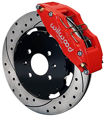 NEW WILWOOD FRONT DISC BRAKE KIT,12" DRILLED ROTORS,RED 6 PISTON CALIPERS,PADS,COMPATIBLE WITH 1990-2005 CIVIC COUPE,HATCH,SEDAN,DEL SOL,2007-2011 FIT,1990-2001 INTEGRA,REPLACES 240mm OEM DISCS