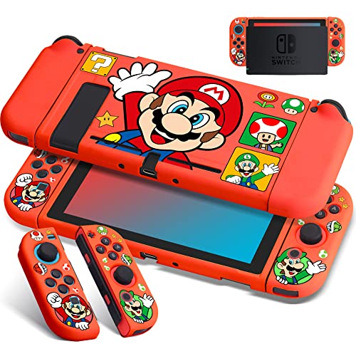 Xcitifun Designed for Nintendo Switch Case Switch Joy-Con TPU Cases for Girls Boys Kids Cute Kawaii Character Protective Shell Compatible with Nintendo Switch Controller Carrying Cover - Red Hand