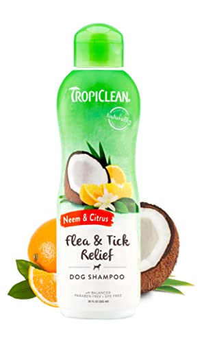 TropiClean Citrus & Neem Oil Flea Shampoo for Dogs | Tick and Flea Bite Relief for Dogs | Natural Dog Shampoo Derived from Natural Ingredients | Made in the USA | 20 oz.