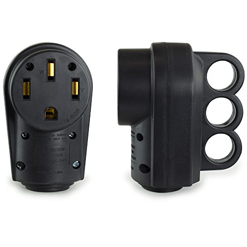 Leisure Cords 50 AMP Female RV Receptacle Plug Electrical Plug Adapter with Handle (50-Amp Female)