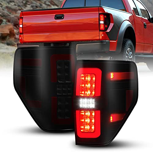 AUTOONE LED Tail Light Assembly Black Housing Smoked Lens Rear Lamps Replacement for 2009 2010 2011 2012 2013 2014 Ford F150 F-150, Driver & Passenger Side