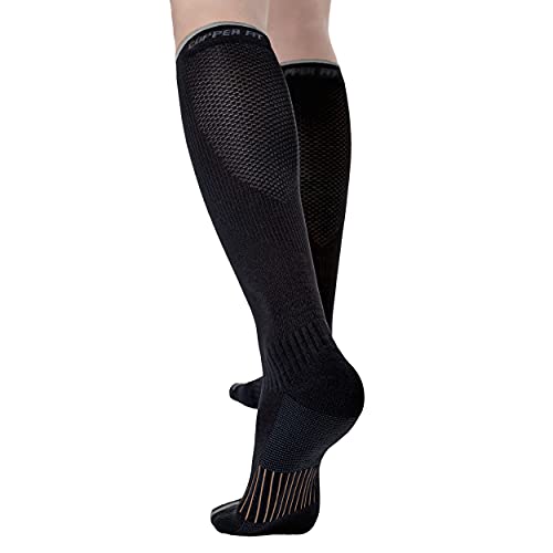 Copper Fit Energy Unisex Easy-On/Easy-Off Knee High Compression Socks, Black, 4X/5X, 1 Pair