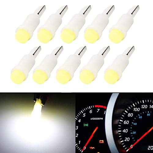 BlyilyB T5 74 2721 COB 1W Dashboard Instrument White LED Light Bulbs (Pack of 10)