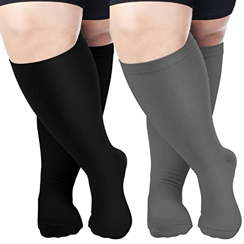Aoliks Medical Compression Socks for Women and Men Plus Size, Wide Calf Extra Large Knee High Support Socks for Obese XXL