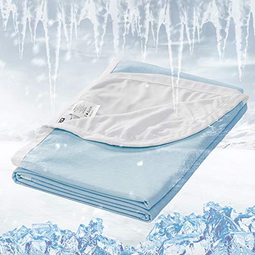 EXQ Home Cooling Blanket Cooling Blanket for Hot Sleepers Cooling Blankets for Sleeping Summer Blanket Breathable Light Summer Blanket Q-Max>0.4 Cooling Fiber Blue Bed Blanket (50"x60",Throw Size)