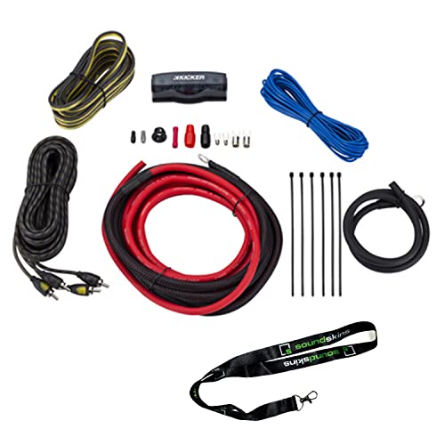 Kicker 6 Gauge Copper Amp Kit 47VK6-6AWG Complete Amplifier Wiring Kit with 2 Ch. Interconnects  Full Spec Oxygen-Free Copper Cabling Plus Free SoundSkins Lanyard