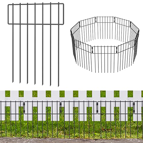 20 Pack Garden Animal Barrier, Total 16.7 Inch(H) X 20.8 Ft(L) Decorative Garden Fence, Rustproof Wire Barrier Bottom Fence, Dog Rabbits Ground Stakes Defence Border Fence for Outdoor, T Shaped.