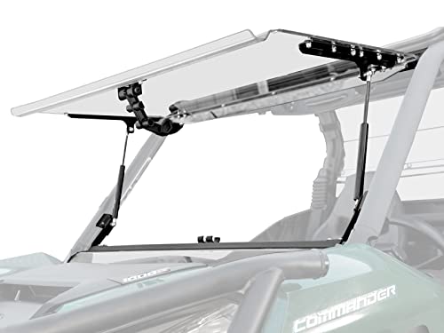 SuperATV Flip Windshield for 2018+ Can-Am Maverick Trail 800/1000 | Made of 1/4 Clear Scratch Resistant Polycarbonate250x Stronger Than Glass | XR Optic Hard Coating | USA Made
