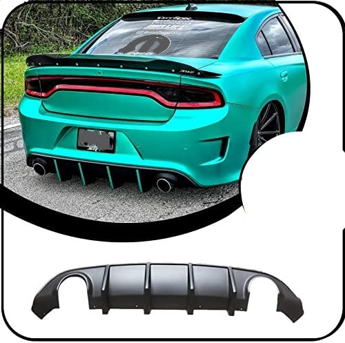 RoyalParts Rear Bumper Diffuser Lip Fit for 2015-2022 Charger V3 Style SRT Valance Bumper Diffuser Matte Black Color Style, Charger Rear Body Splitter PP Non Wide Body Model