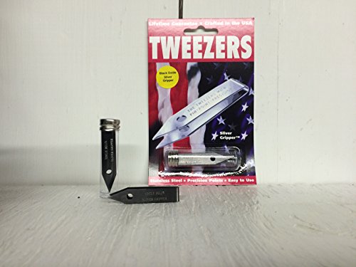 Sliver Gripper Black Oxide Uncle Bill's Tweezers in a Recloseable Tube