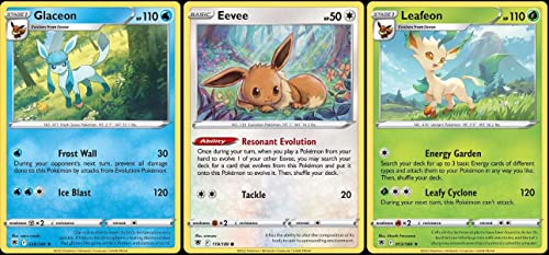 Leafeon 013/189 & Glaceon 038/189 - Astral Radiance - Rare Pokemon Evolution Card Lot - Eevee Eeveelution 3 Card Set