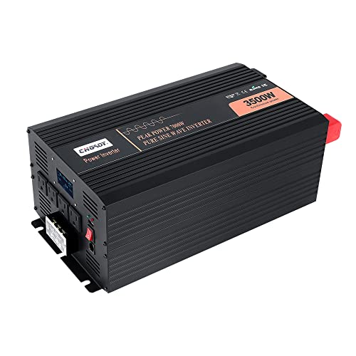 Power Inverter,3500W Pure Sine Wave Inverter DC 12V to AC 120V Car Inverter with LCD Digital Display Remote Control USB Port Power Converter for Camping/Traveling