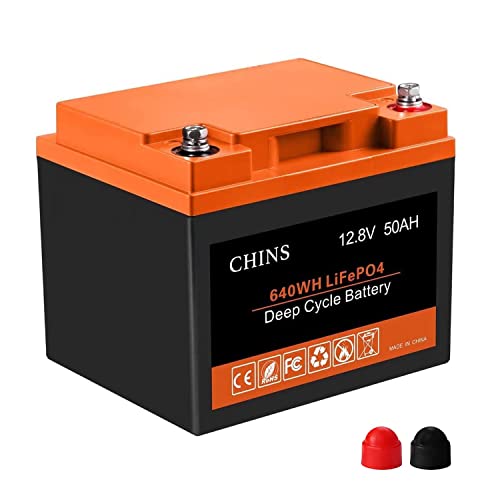 CHINS LiFePO4 Battery 12V 50AH Lithium Battery - Built-in 50A BMS, 2000~5000 Cycles, Perfect for Replacing Most of Backup Power, Home Energy Storage and Off-Grid etc.