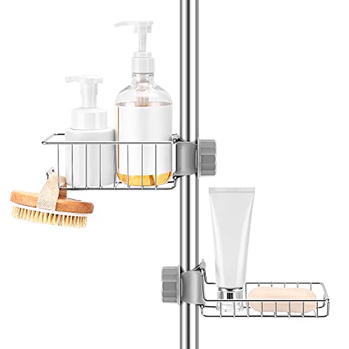 Buoluty Clawfoot Tub Shower Caddy(Shower Rod Not Included),Clawfoot Tub Accessories,Tub Caddy,SUS304 Stainless Steel Shower Shelves,Clawfoot Tub Soap Caddy