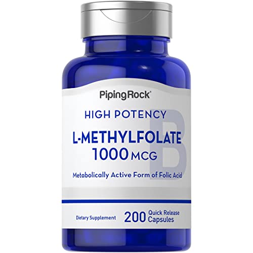 Piping Rock L-Methylfolate 1000 mcg | 200 Capsules | Optimized and Activated | Non-GMO, Gluten Free