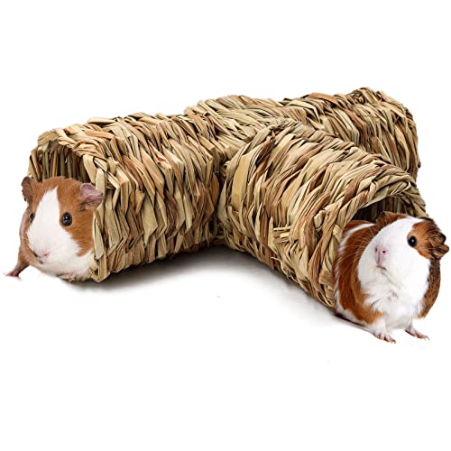 BWOGUE Hamster Grass Tunnel Toy Nature's Hideaway Guinea Pig Tunnels and Tubes Toys for Rats,Syrian Hamster,Ferrets,Guinea Pig,Chinchilla Hedgehog and Bunny