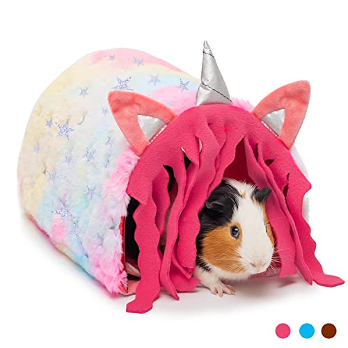 PAWNISAW Guinea Pig Hideout - Fleece Tunnel House Cage Accessories for Rat Hamster Hedgehog Chinchilla Small Animal - Playing Sleeping Hunting Resting Washable Tube Bedding Habitats
