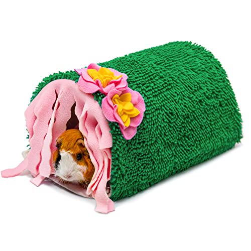 FAITUCOS Guinea Pig Hideout - Soft Fleece Tunnel House for Rat Hamster Hedgehog Chinchilla Squirrel Samll Animals - Cute Cactus Shapes Bedding Cage Accessories for Sleeping Rest Playing