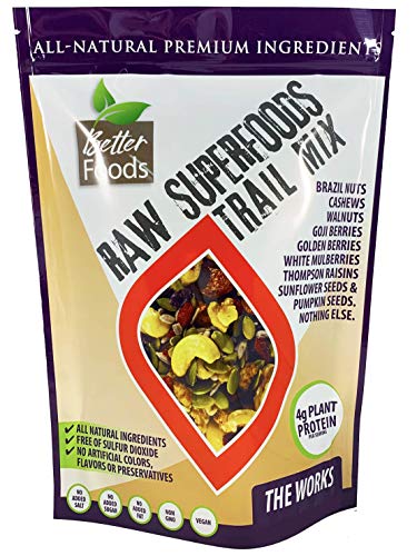 Raw Superfoods Trail Mix - The Works (Goji Berries, Golden Berries, Mulberries, Raisins, Brazil Nuts, Cashews, Walnuts, Pumpkin and Sunflower Seeds)
