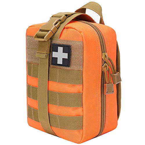 Rip Away Ifak Pouch, Molle First Aid Pouch Empty, Tactical Orange Tear Away Duty Belt Medical EMT Pouches Bag Only for Hiking Camping