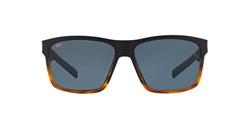 Costa Del Mar Men's Slack Tide Polarized Rectangular Sunglasses, Matte Black/Shiny Tortoise/Grey Polarized-580P, 60 mm