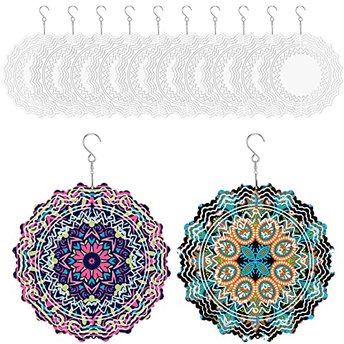 6 Pack 10 Inch Sublimation Wind Spinner Blanks 3D Aluminum Wind Spinners Hanging Wind Sculpture DIY Crafts Ornaments for Outdoor Garden Yard Front Porch Indoor Wall Window Decoration