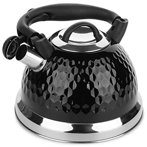 BTaT- Tea Kettle, 2.8 Quart / 3 Liter, Stainless Steel Kettle, Black, Tea Kettle Stovetop, Tea Kettle for Stove Top, Kettle Stovetop, Stove Kettle, Stove Top Kettle, Mother's Day Gift