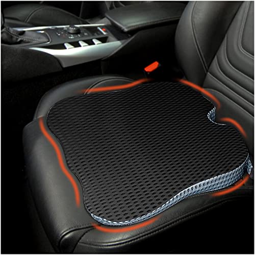 ZHOOGE Car Seat Cushion, Car Seat Pad for Sciatica Tailbone Pain Relief, Memory Foam Driver Seat Cushion to Improve Driving View, Seat Cushion Pillow for Car and Office Chair, Black