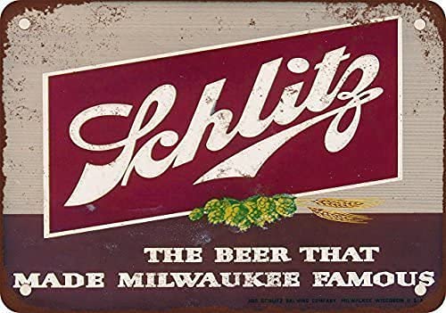 Blackia Vintage Wall Decor Metal Poster Plaque 1947 Schlitz Beer Vintage Look Iron Painting Wall Decor Poster Wall Art Nostalgic Tin Sign for Home Cofe Kitchen Pub Bar 12x16 Inch