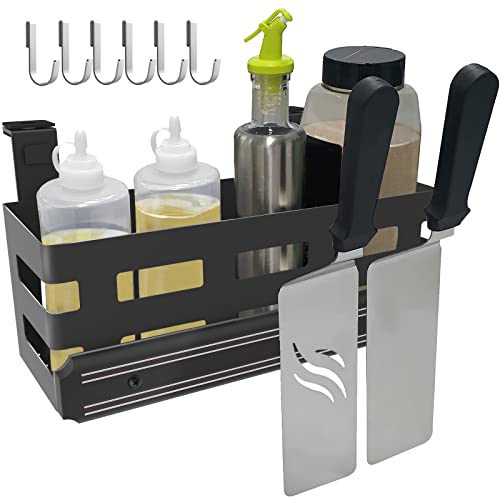 Griddle Caddy for Blackstone Griddle Accessories, Space Saving Grill Accessories Storage Caddy, BBQ Accessories Holder for Blackstone 28-36 Griddle with a Magnetic Tool Holder and 6 J-Hooks