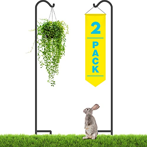 Shepherds Hooks for Outdoor - 2 Pack - 92" Heavy Duty Metal Bird Feeder Pole, 3/5" Plant Hangers Outdoor, Great Hangers for Weddings Decor, Lantern & Mason Jars - Black