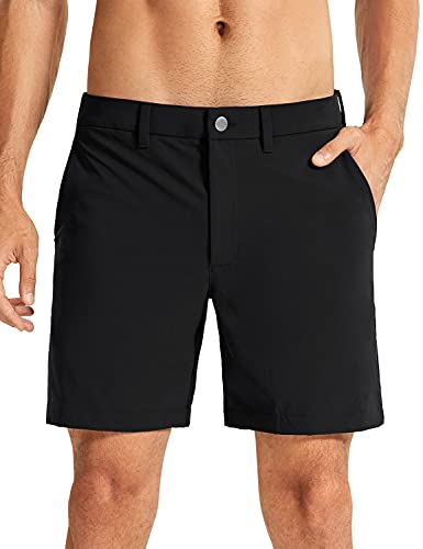 CRZ YOGA Men's Stretch Golf Shorts - 7''/9'' Slim Fit Waterproof Athletic Casual Work Shorts with Pockets Black 34