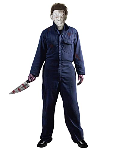 Adults Michael Myers Costume with Blood Mask Knife Scary Halloween Coverall Jumpsuit for Horror Props Cosplay RA002XL