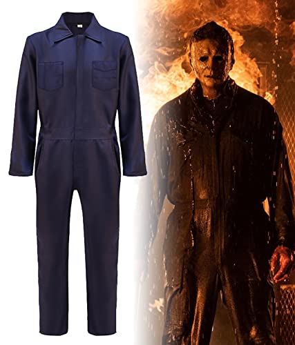 Sago Brothers Michael Myers Costumes, Comfort Polyester Adult Halloween Costume Jumpsuit for Men Women, Perfect Match with Michael Myers Mask(Not Included), L