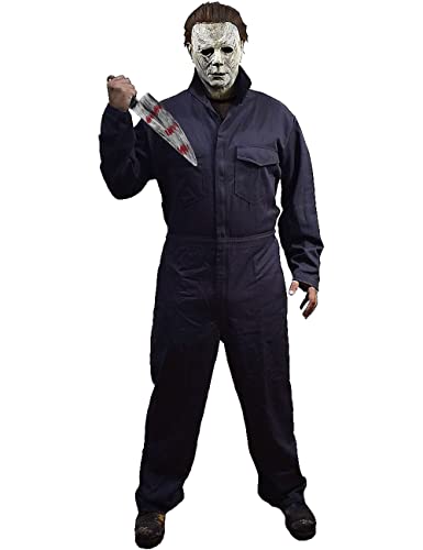 Michael Myers Costume with Knife Adult Scary Halloween Costumes Overalls Jumpsuit Horror Killer Cosplay (No Mask) MS033M