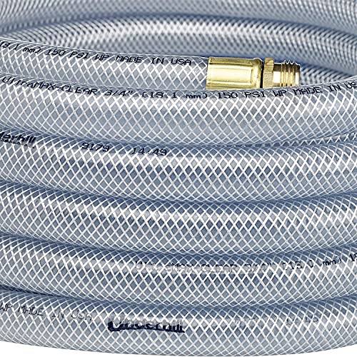 Underhill UltraMax Commercial Garden Water Hose 100 ft, Heavy-Duty, Flexible, Kink Free, Industrial, Non-Conductive, 600 psi, H10-100C, 1" x 100', Clear